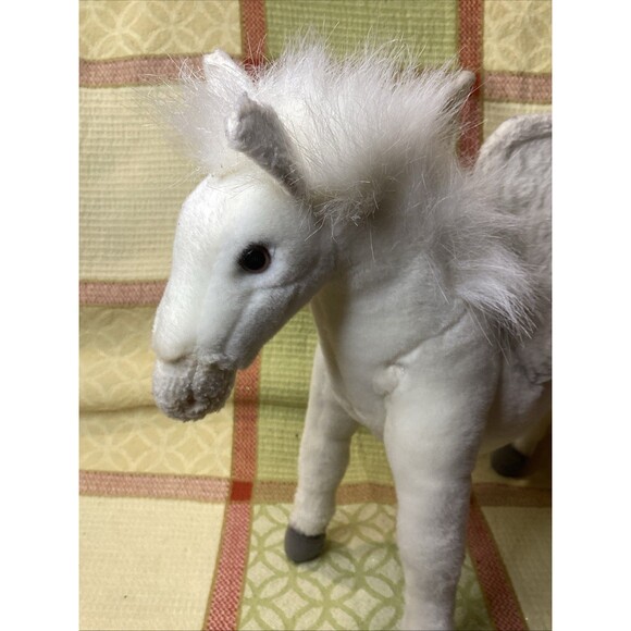 Vintage HANSA White Pegasus Plush Stuffed Animal Toy Posable Legs Hand Crafted - Picture 2 of 16
